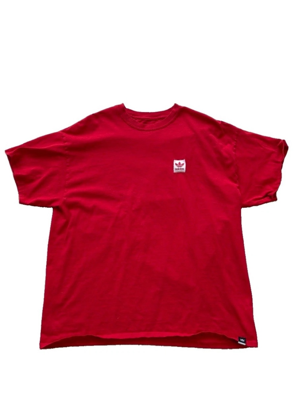 adidas Originals Men Size XL Bright Red Trefoil Chest Patch Tee